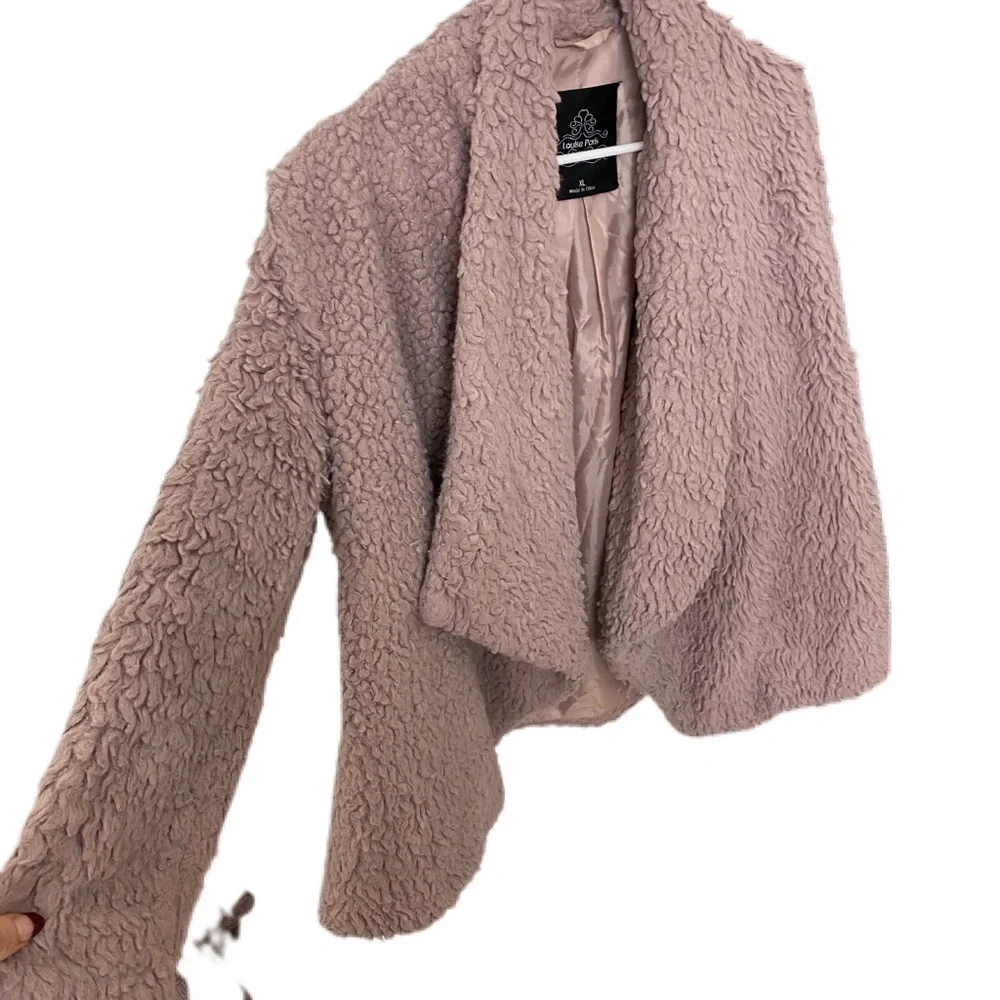 Louise Paris Lilac fuzzy Sherpa open drape front jacket XL - Picture 5 of 6